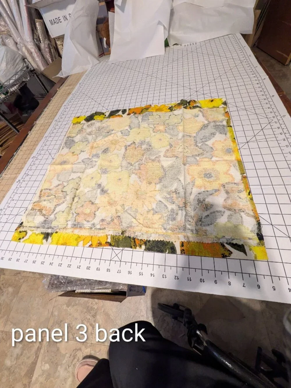 VTG 60s Barkcloth Curtain Panels Set Floral House N Home Chartreuse Yellow Olive